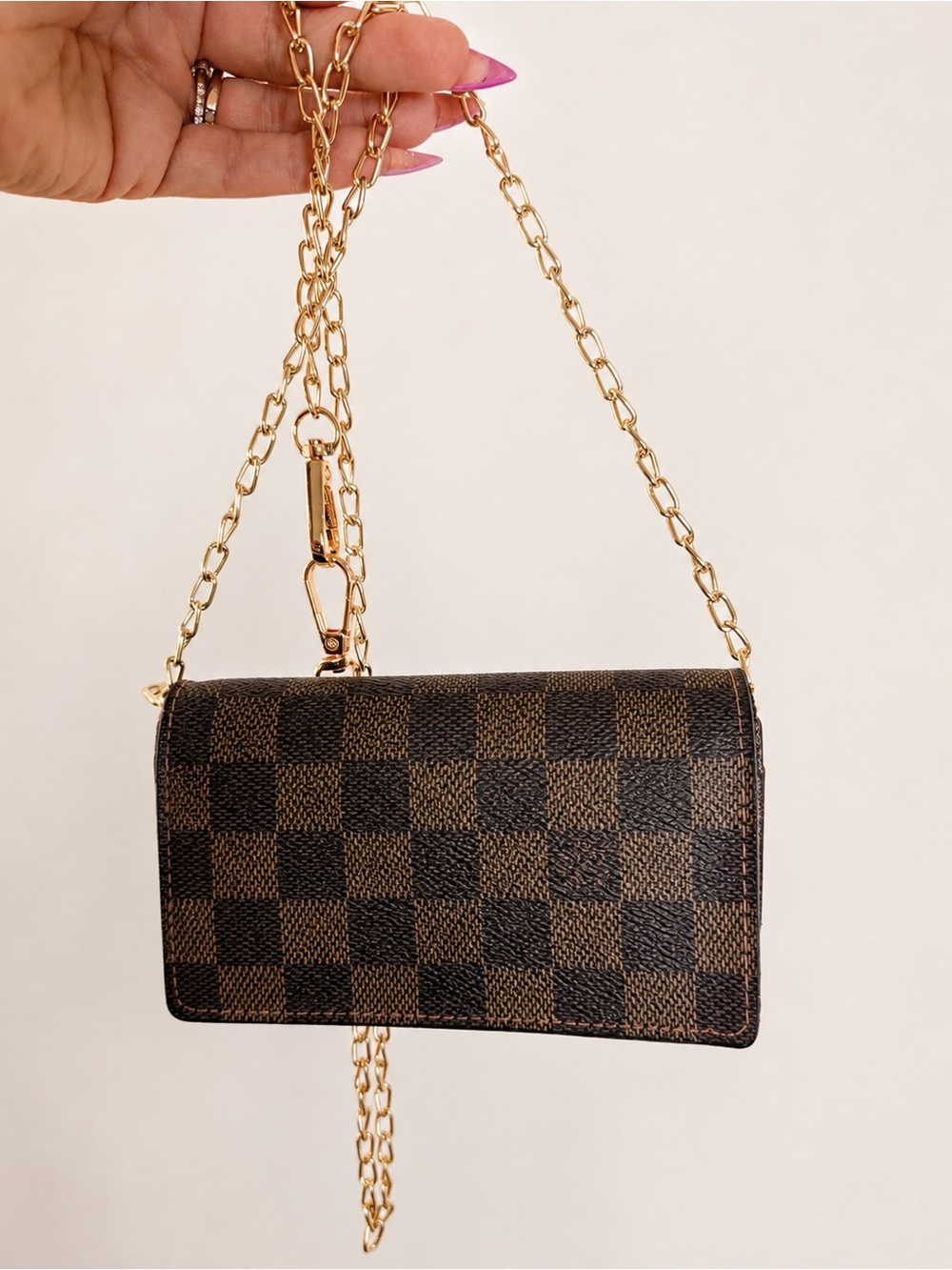 Louis Vuitton Damier Brown Chain Crossbody wallet